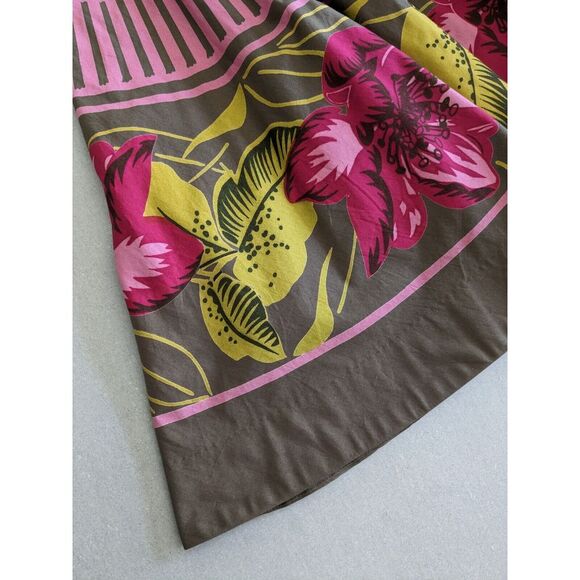 ANTHROPOLOGIE ODILLE Sz 6 Floral Tropical‎ Stripe Pink A-Line Flair Skirt EUC - Picture 6 of 8